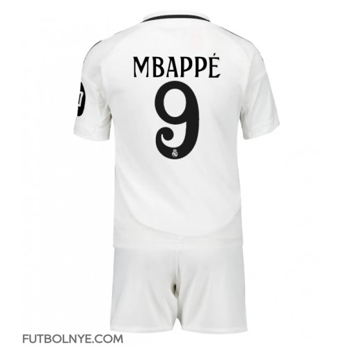 Camiseta Real Madrid Kylian Mbappe #9 Primera Equipación para niños 2024-25 manga corta (+ pantalones cortos)